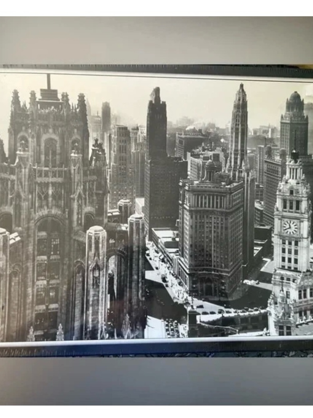 Towering Michigan Avenue Chicago Jigsaw Puzzle Black and White Architecture